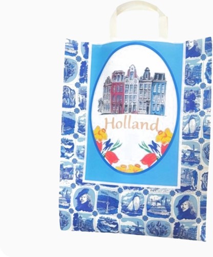 Delfts Blauw cadeautas met mix van 50 Darwin tulpen  - direct leverbaar!