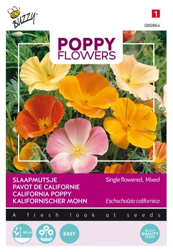 Slaapmutsjes enkelbloemig, gemengd - Poppy Flowers